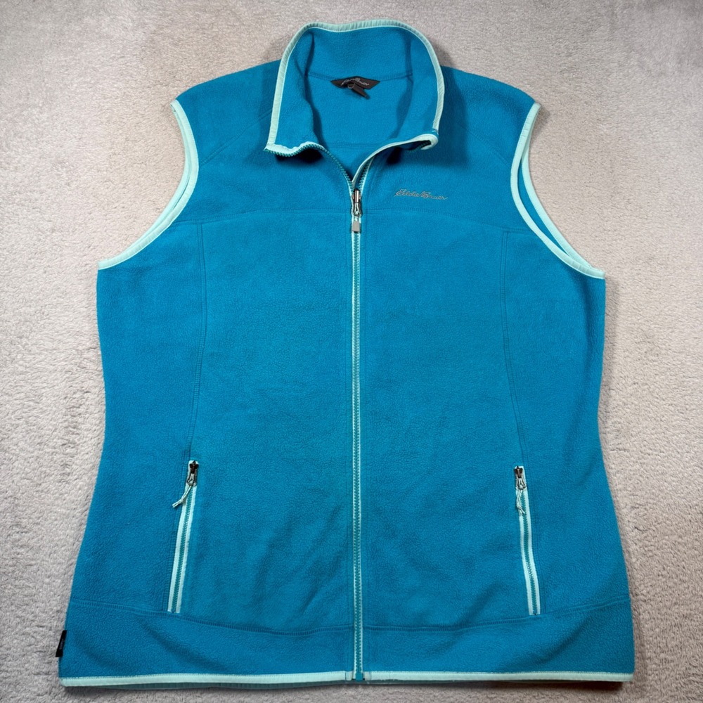 Eddie Bauer Fleece Vest Womens T2XL Blue Polartec Full Zip Sleeveless Jacket